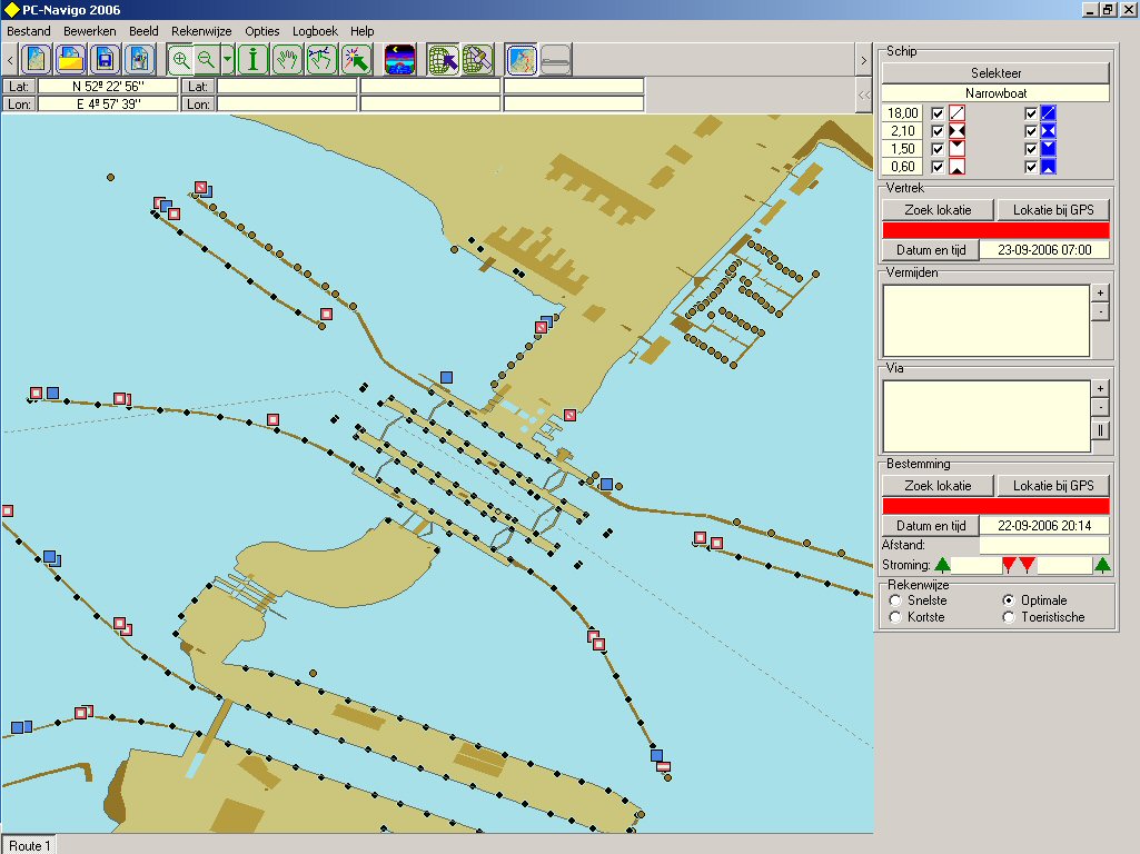 Inland ECDIS kaart van de Oranjesluizen